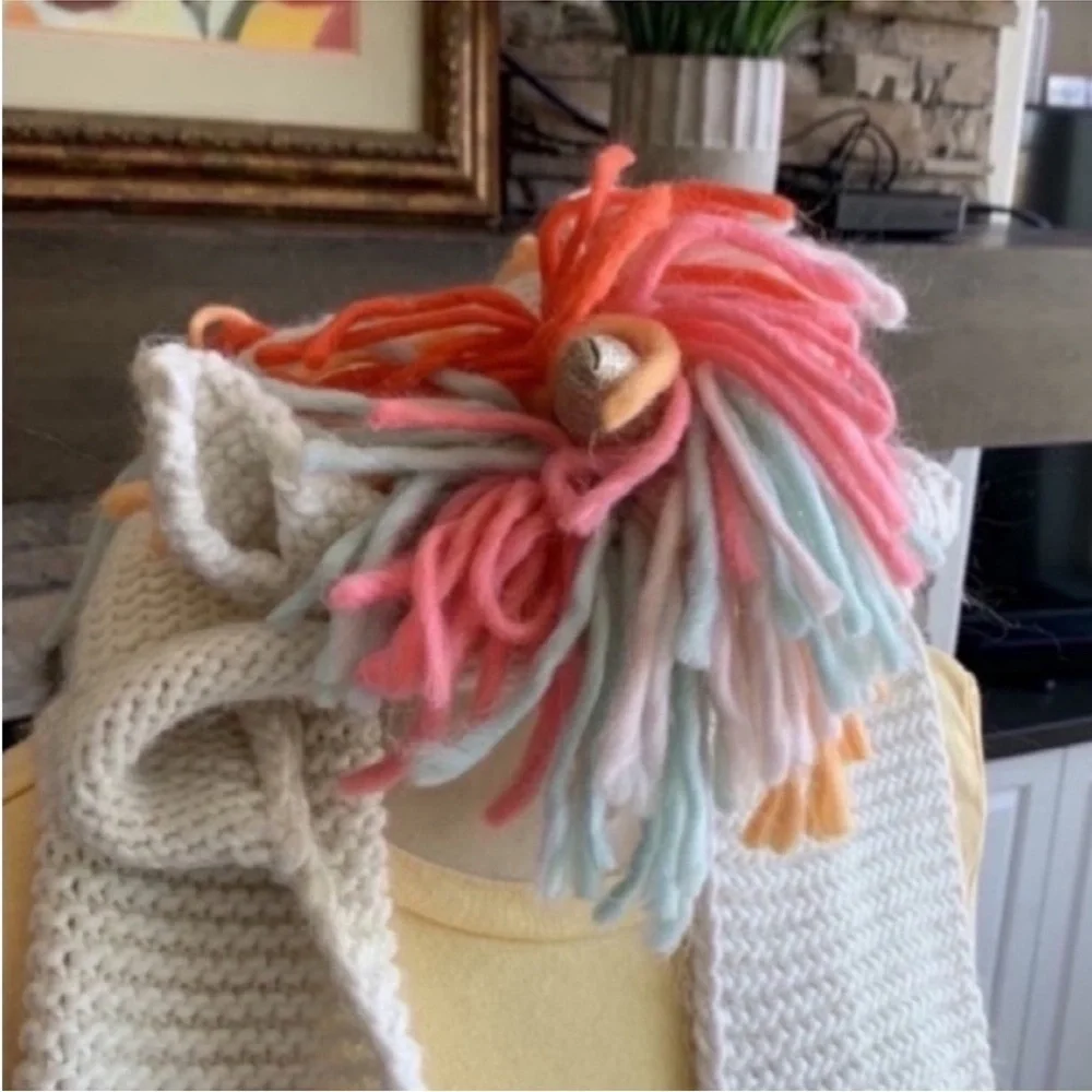 Knit Rainbow Unicorn Hat Scarf Mitten Combo